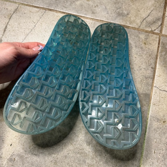 Karl Lagerfeld Teal Slide Sandals - Picture 3 of 4